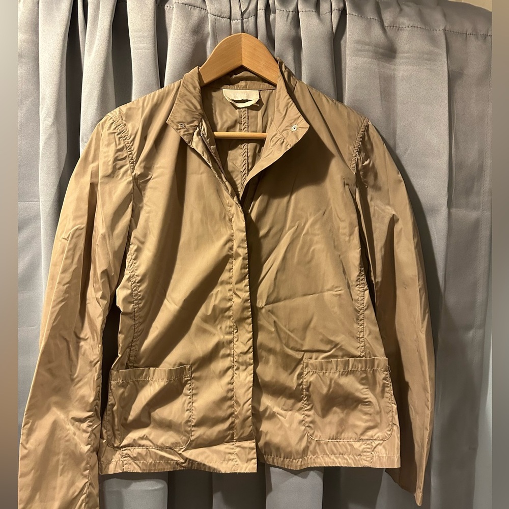 S Max Mara Lightweight Jacket Tan Size US 10 Patch Pockets Made In Italy